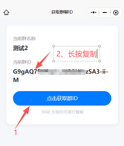 点击获取群ID并长按复制结果